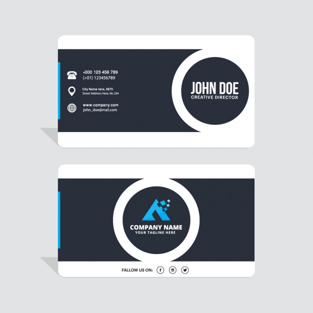 Black and white business card with circles Fastcode.Space